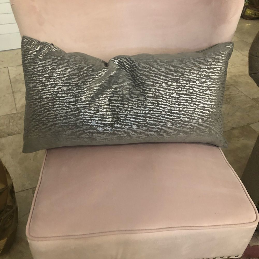 Metallic silver threaded lumbar pillow - gray and silver